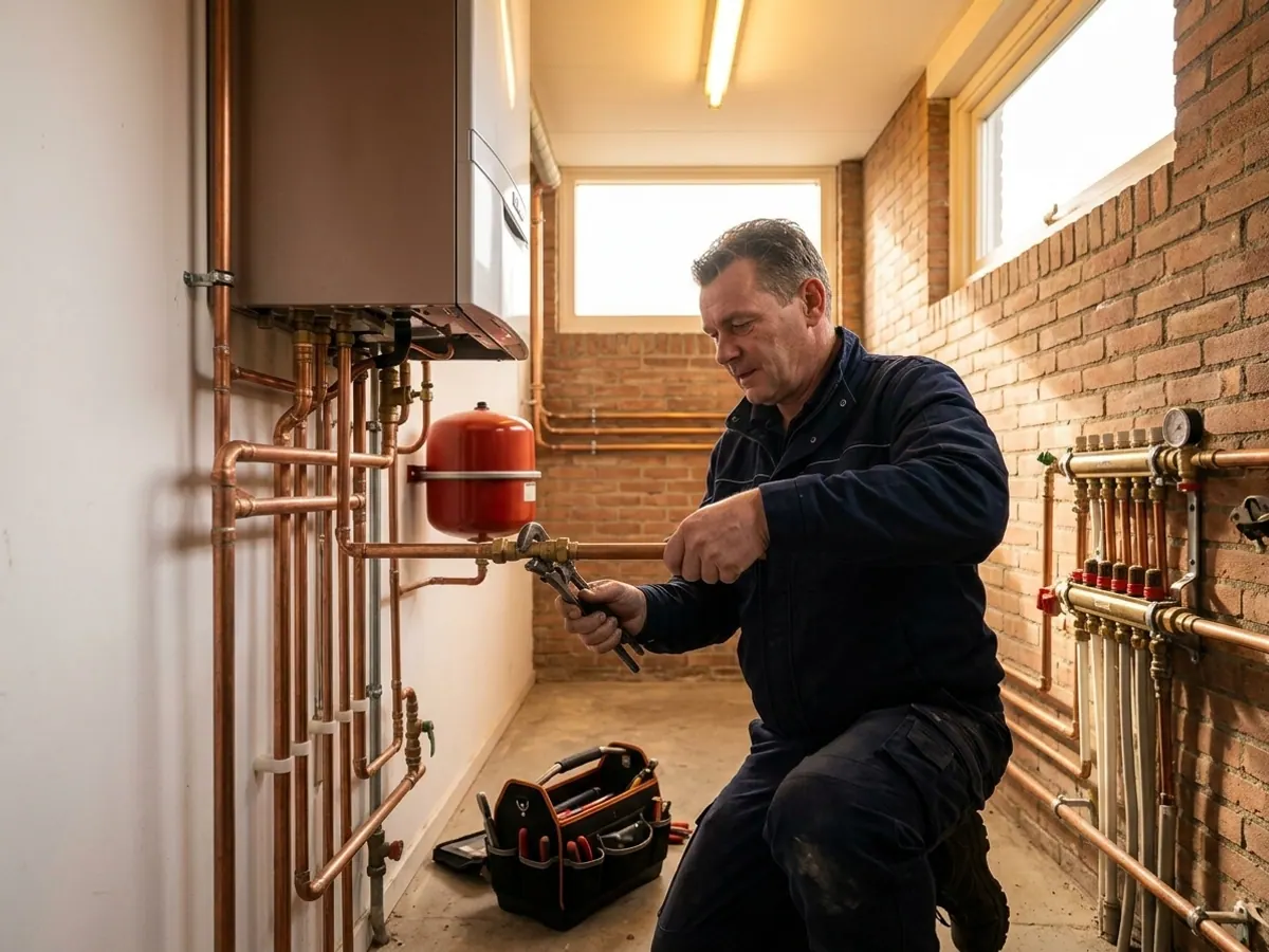 Gecertificeerde vakman monteert en beveiligt gasleidingen van de verwarmingsinstallatie